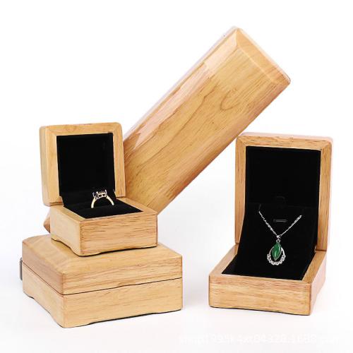 Wood Jewelry Set Box, with Plush, dustproof & different styles for choice, khaki, Sold By PC