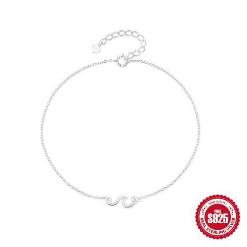 925 Sterling Silver Anklet, with 1.18inch extender chain, micro pave cubic zirconia & for woman, Length:Approx 7.87 Inch, Sold By PC