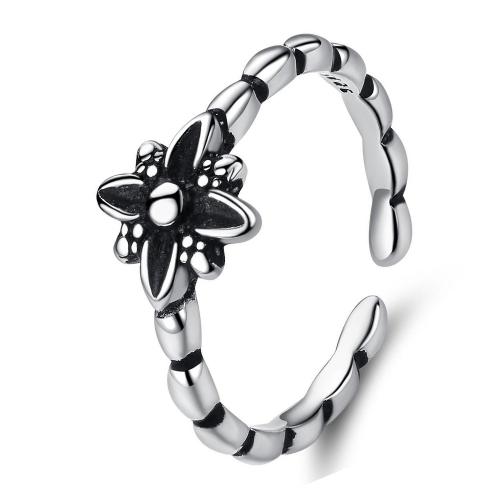925 Sterling Silver Cuff Finger Ring Flower Antique finish vintage & for woman US Ring Sold By PC