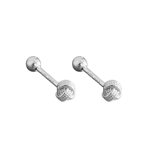 925 Sterling Silver Stud Earring, platinum plated, different size for choice & for woman, Sold By Pair