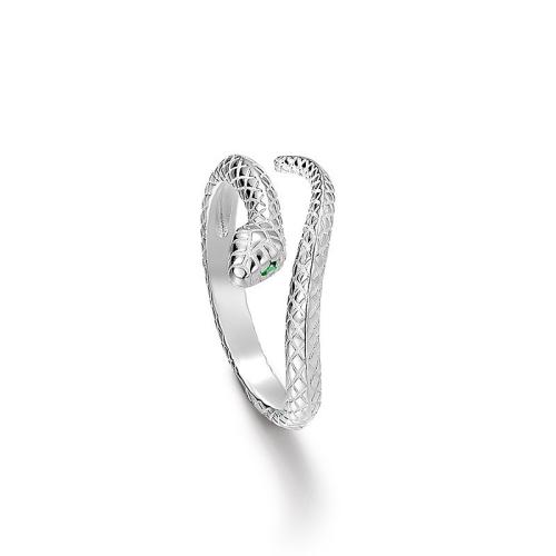 925 Sterling Silver Manžeta prst prsten, Had, módní šperky & pro ženy, stříbro, Velikost:6-8, Prodáno By PC