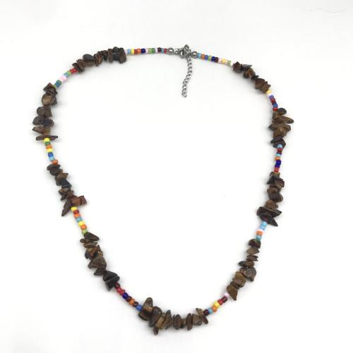 Natural Gemstone Necklace, Natural Stone, with Titanium Steel & Freshwater Pearl, fashion jewelry & Unisex, more colors for choice, Length:Approx 45 cm, Sold By PC