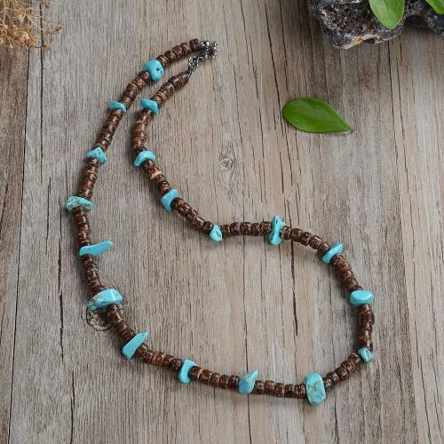 Natural Gemstone Necklace, Natural Stone, with Coco & 304 Stainless Steel, fashion jewelry & Unisex, more colors for choice, Length:Approx 45 cm, Sold By PC