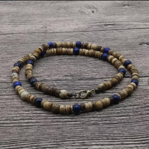 Natural Gemstone Necklace, Natural Stone, with Titanium Steel, fashion jewelry & Unisex, more colors for choice, Length:Approx 46 cm, Sold By PC