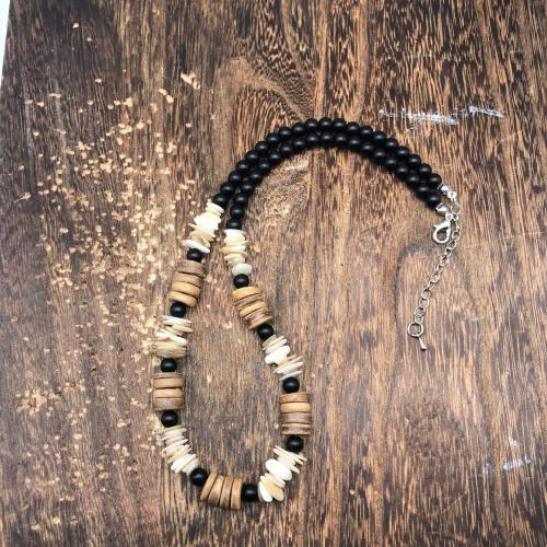 Natural Gemstone Necklace, Natural Stone, with Shell & 316 Stainless Steel, fashion jewelry & Unisex, more colors for choice, Length:Approx 45 cm, Sold By PC