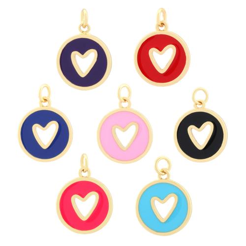 Brass Jewelry Pendants Flat Round gold color plated fashion jewelry & DIY & enamel & hollow nickel lead & cadmium free Sold By PC