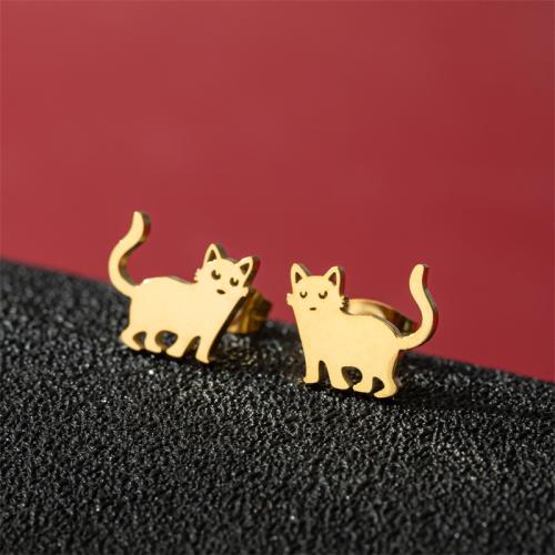 Edelstahl Ohrringe, 304 Edelstahl, Katze, Modeschmuck & für Frau, keine, 10x12mm, verkauft von Paar