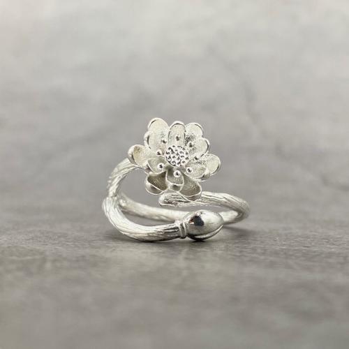 Brass δάχτυλο του δακτυλίου, Ορείχαλκος, Lotus, κοσμήματα μόδας & για τη γυναίκα, Εσωτερική διάμετρος:Περίπου 22mm, Sold Με PC