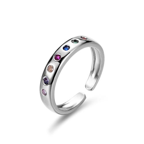Cúbicos Circonia Micro Pave anillo de latón, metal, Joyería & micro arcilla de zirconia cúbica & para mujer, más colores para la opción, tamaño:7, Vendido por UD