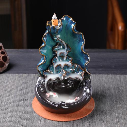 Backflow Incense Burner, Porcelain, handmade, for home and office & durable, 140x120x190mm, Sold By PC