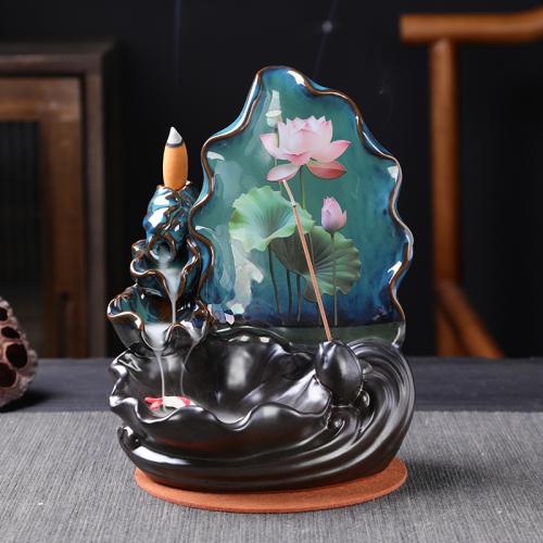 Backflow Incense Burner, Porcelain, handmade, for home and office & durable & multifunctional, 155x100x210mm, Sold By PC