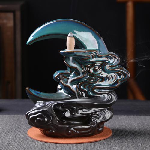 Backflow Incense Burner, Porcelain, handmade, for home and office & durable, 160x85x190mm, Sold By PC