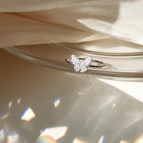 Cubique anneau en laiton Circonia Micro Pave, papillon, bijoux de mode & pavé de micro zircon & pour femme, Taille:7, Vendu par PC