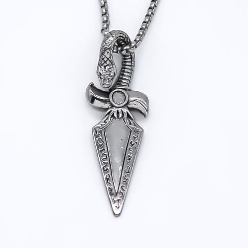 Tibetan Style Jewelry Necklace, polished, fashion jewelry & Unisex, silver color, 53x18mm, Length:Approx 70 cm, Sold By PC
