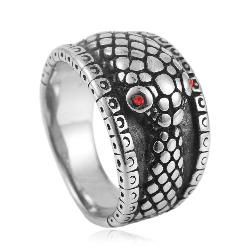 Rhinestone нержавеющей стали палец кольцо, Нержавеющая сталь 304, полированный, разный размер для выбора & Мужский & со стразами, Много цветов для выбора, width 14.2mm, продается PC