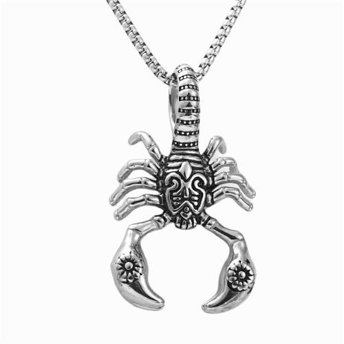 Stainless Steel Jewelry Necklace, 304 Stainless Steel, Scorpion, polished, fashion jewelry & Unisex & different styles for choice, more colors for choice, 59x34mm, Length:Approx 60 cm, Sold By PC