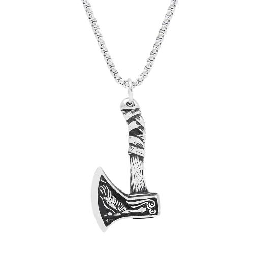 Stainless Steel Jewelry Necklace, 304 Stainless Steel, Axe, polished, fashion jewelry & Unisex & different styles for choice, original color, 23x47mm, Length:Approx 60 cm, Sold By PC