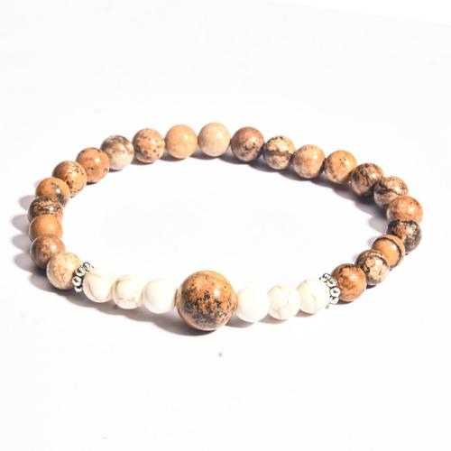 Gemstone Bracelets Natural Stone with Zinc Alloy fashion jewelry & Unisex Length Approx 19-19.5 cm Sold By PC
