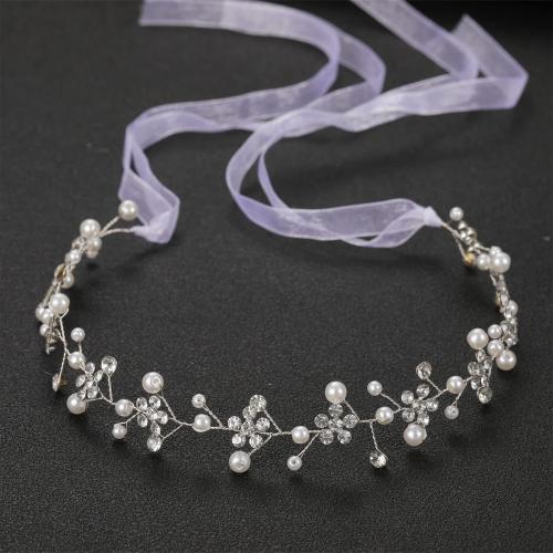 Stirnband, Messing, mit Kunststoff Perlen, plattiert, für Braut & mit Strass, keine, frei von Nickel, Blei & Kadmium, verkauft von PC