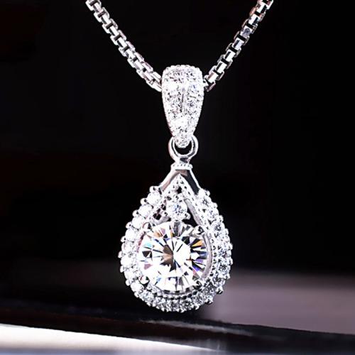 Collar de Latón, metal, chapado, para mujer & con diamantes de imitación, más colores para la opción, libre de níquel, plomo & cadmio, 20x35mm, Vendido por UD