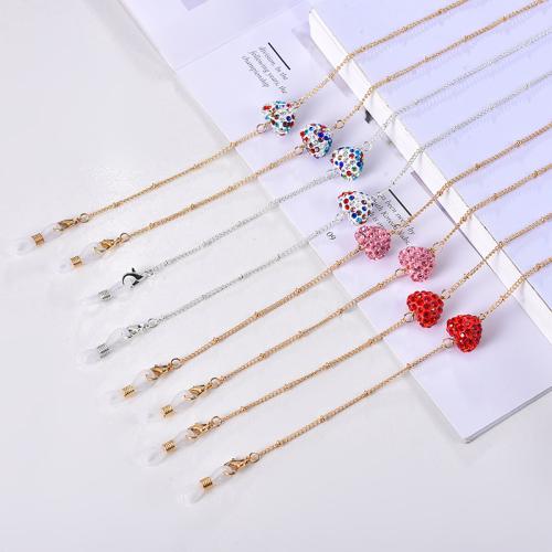 Glasses Holder, Copper Alloy, plated, fashion jewelry & with rhinestone, more colors for choice, Length:70 cm, Sold By PC