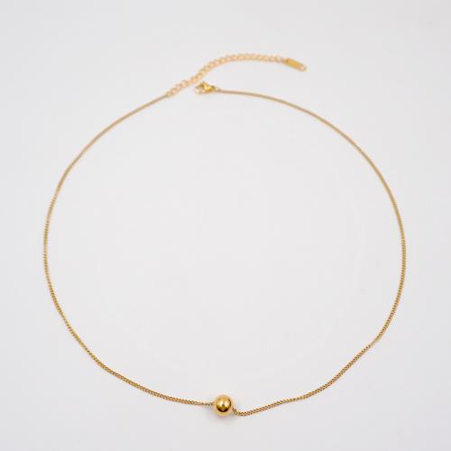 Titanstahl Halskette, mit Verlängerungskettchen von 6cm, plattiert, Modeschmuck, goldfarben, Länge:45 cm, verkauft von PC