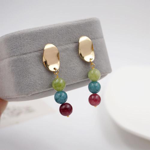 Brass Drop Earring with Tourmaline plated fashion jewelry multi-colored nickel lead & cadmium free Sold By PC