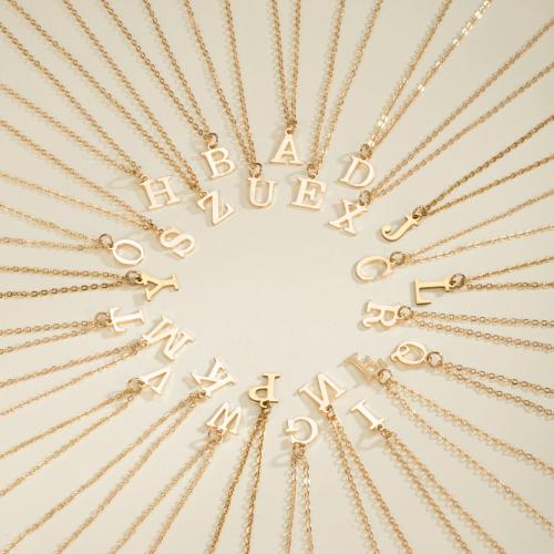 Stainless Steel Jewelry Necklace, 303 Stainless Steel, with 5cm extender chain, Alphabet Letter, plated, fashion jewelry & different designs for choice & for woman, gold, Length:45 cm, Sold By PC