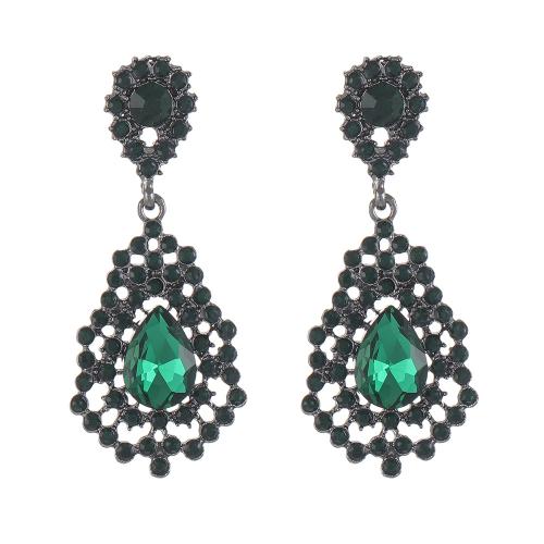 Zinc Alloy Stud Earring with Crystal Teardrop fashion jewelry & for woman & with rhinestone plumbum black Sold By Pair