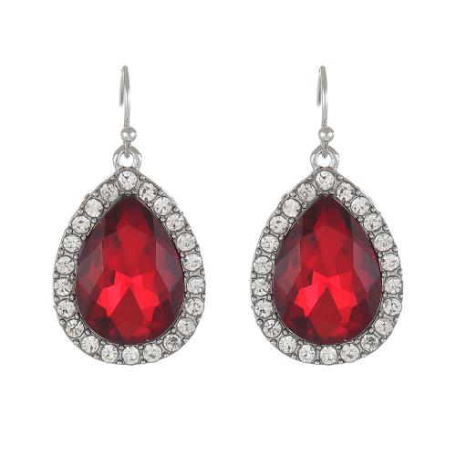 Tibetan Style Drop Earrings, with Crystal, Teardrop, fashion jewelry & for woman & with rhinestone, more colors for choice, 35x18mm, Sold By Pair