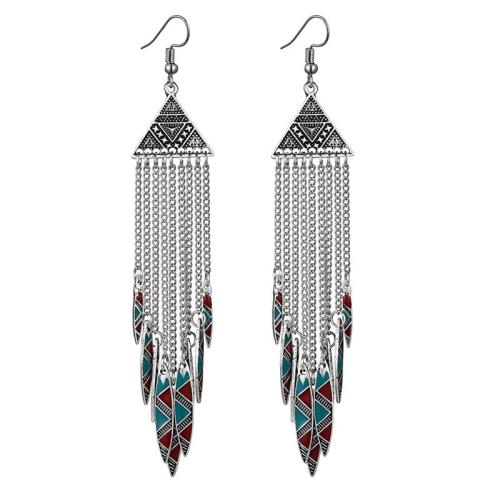 Tibetan Style Drop Earrings, handmade, fashion jewelry & for woman & enamel, more colors for choice, 100mm, Sold By Pair