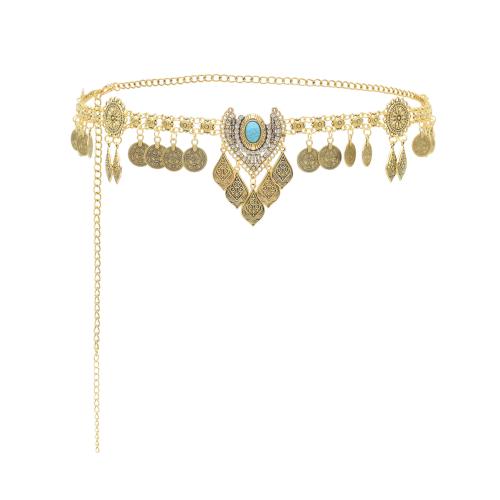 Fashion Belt Zinc Alloy with turquoise plated for woman & with rhinestone Sold By PC