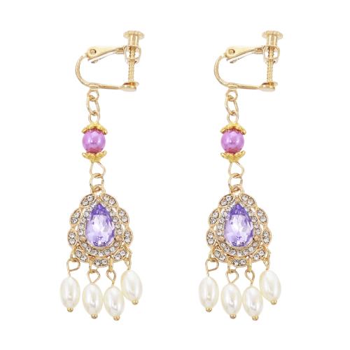 Tibetan Style Drop Earrings, with Plastic Pearl & Acrylic, plated, for woman & with rhinestone, more colors for choice, Sold By Pair