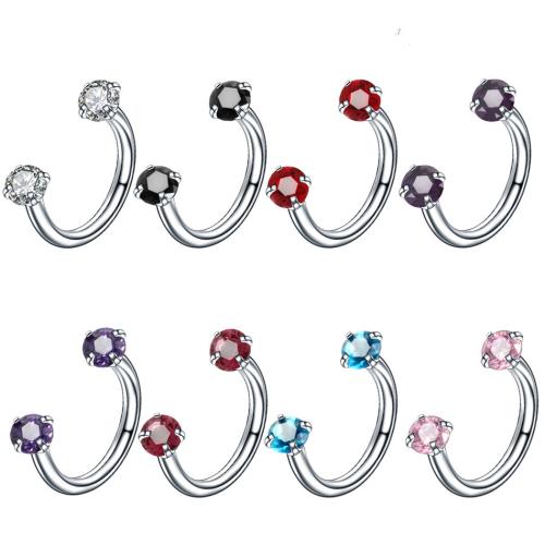 Stainless Steel Nose Piercing Jewelry, 304 Stainless Steel, plated, Unisex & different styles for choice & micro pave cubic zirconia, more colors for choice, Sold By PC