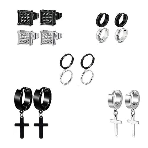 Stainless Steel Drop Earring, 304 Stainless Steel, plated, Unisex & micro pave cubic zirconia, more colors for choice, Sold By PC