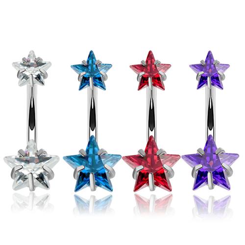 Stainless Steel Belly Ring, 304 Stainless Steel, plated, Unisex & micro pave cubic zirconia, more colors for choice, Sold By PC