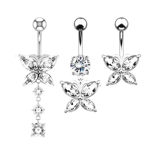 Stainless Steel Belly Ring 304 Stainless Steel plated Unisex & micro pave cubic zirconia silver color Sold By PC