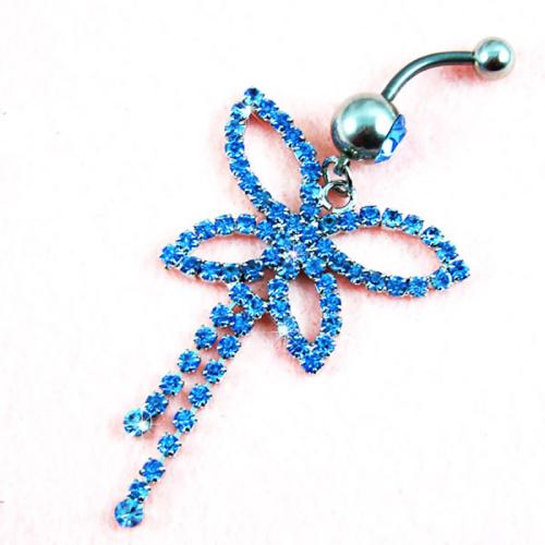 Stainless Steel Belly Ring, 304 Stainless Steel, micro pave cubic zirconia & for woman, more colors for choice, 5MM steel ball *1.6*11MM bend rod, Sold By PC