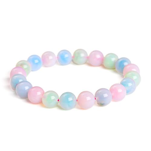 Agate Bracelet Round handmade random style & for woman multi-colored Length Approx 7-9 Inch Sold By PC