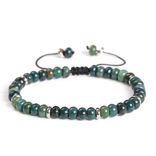 Moss Agate Bracelet with 304 Stainless Steel handmade folk style & for woman beads size Length Approx 7-10 Inch Sold By PC