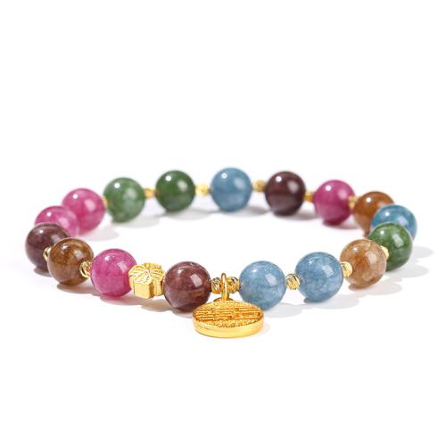 Chalcedony Bracelet, with Agate & Brass & Tibetan Style, handmade, different styles for choice & for woman, Length:Approx 6.5-7.5 Inch, Sold By PC