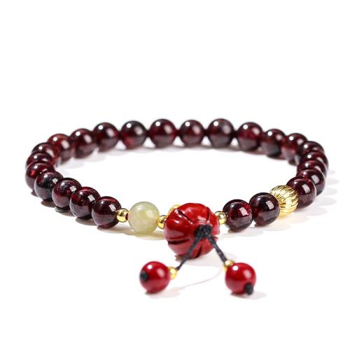 Garnet Bracelet, with Green Jade & Purple Clay & Brass & Tibetan Style, Lotus, handmade, vintage & for woman, Length:Approx 6.5-7 Inch, Sold By PC
