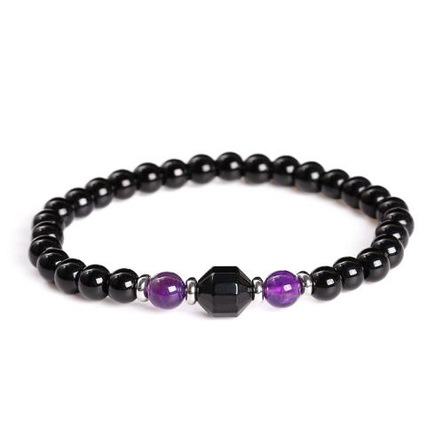 Black Stone Bracelet, with Agate, handmade, different materials for choice & Unisex, Length:Approx 6.5-7 Inch, Sold By PC