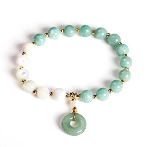 Jade Burma Bracelet, with Trochus, handmade, folk style & for woman, Length:Approx 7-7.5 Inch, Sold By PC