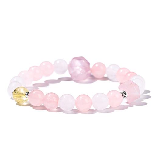Jade bracelet, avec quartz rose, fait à la main, bijoux de mode & pour femme, Longueur Environ 7-7.5 pouce, Vendu par PC