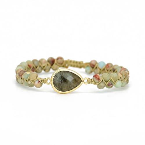 Gemstone Bracelets Natural Stone with Zinc Alloy Adjustable & fashion jewelry & Unisex Length Approx 18 cm Sold By PC