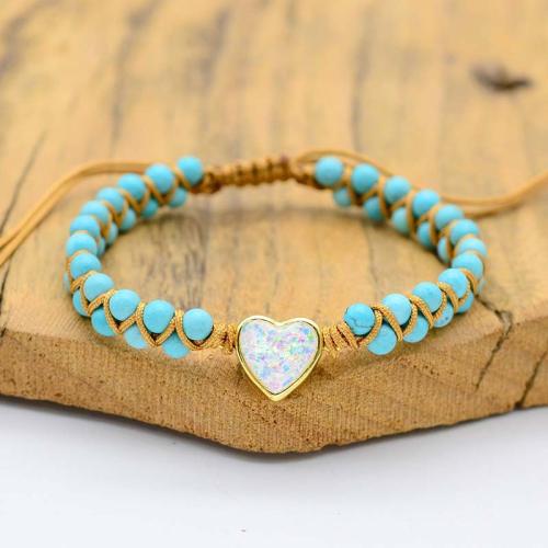 Fashion Turquoise Bracelets, Tibetan Style, with Opal & turquoise, handmade, Adjustable & fashion jewelry & Unisex, blue, Length:Approx 18 cm, Sold By PC
