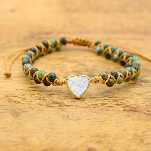 Fashion Turquoise Bracelets African Turquoise with Opal & Zinc Alloy handmade Adjustable & fashion jewelry & for woman Length Approx 18 cm Sold By PC