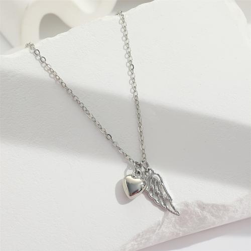 Zinklegierung Schmuck Halskette, mit Verlängerungskettchen von 6cm, Modeschmuck & für Frau, Silberfarbe, Länge:ca. 41 cm, verkauft von PC