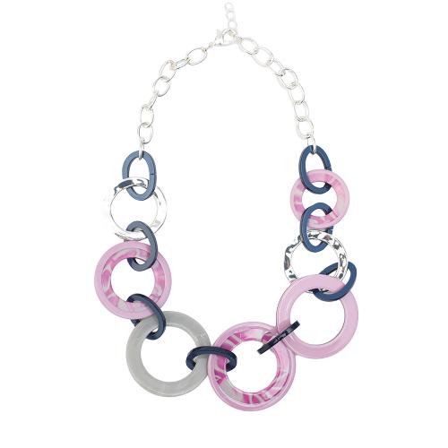 Colar de jóias de liga de zinco, with 5cm extender chain, joias de moda & para mulher, roxo claro, comprimento Aprox 40 cm, 2PCs/Bag, vendido por Bag